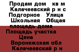 Продам дом 60кв.м. Калачеевский р-н с.Подгорное › Улица ­ Школьная › Общая площадь дома ­ 60 › Площадь участка ­ 15 › Цена ­ 450 000 - Воронежская обл., Калачеевский р-н, Подгорное с. Недвижимость » Дома, коттеджи, дачи продажа   